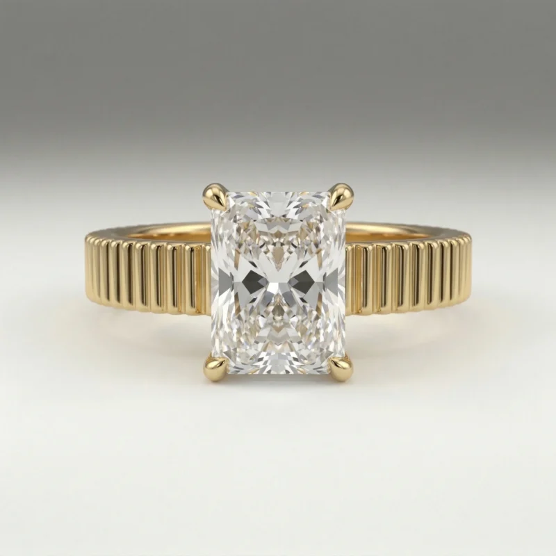 Aurex – Radiant Fluted Solitaire Lab Grown Diamond Engagement Ring