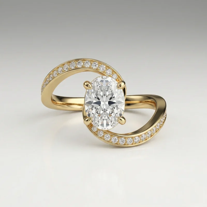 Aureve – Oval Bypass Pavé Lab Grown Diamond Engagement Ring