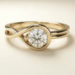 Round brilliant 0.75 ct lab grown diamond bypass bezel engagement ring in yellow gold