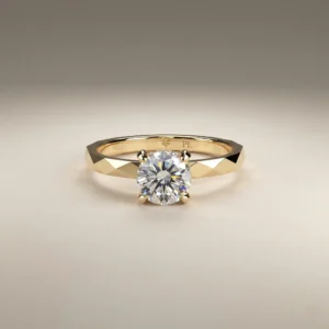 1.10 CTW Lab Grown Round Geometric Faceted Solitaire Ring